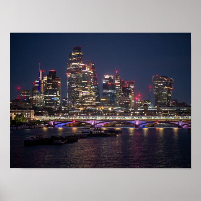 London Skyline at Night Poster (Front)