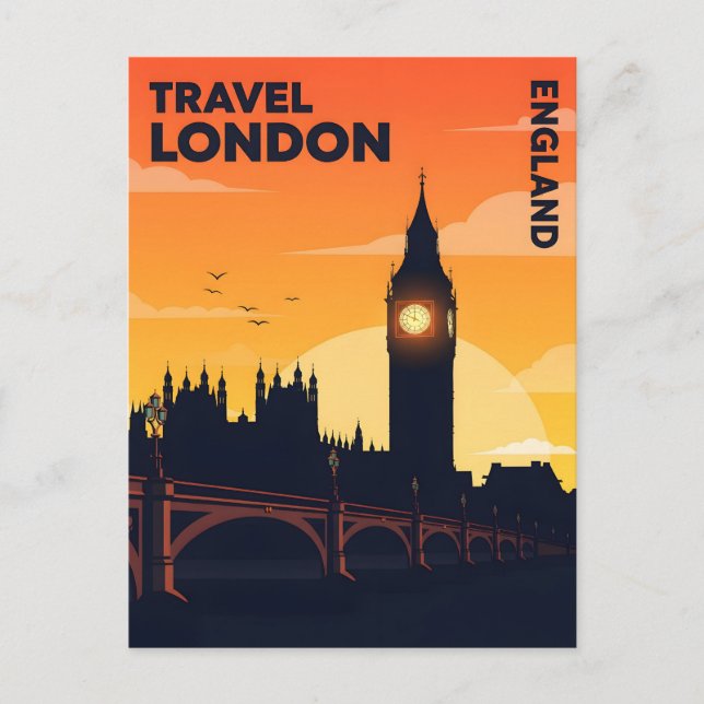 London skyline at sunset with big ben  postcard (Front)