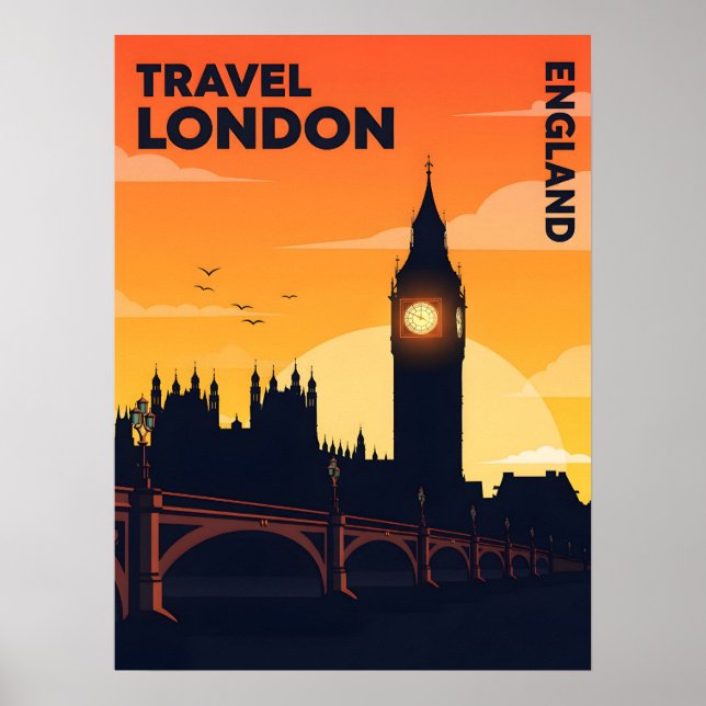 London skyline at sunset with big ben  poster (Front)