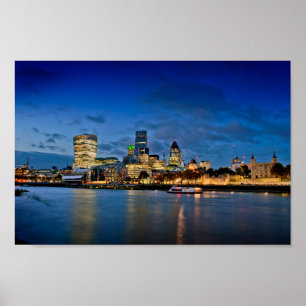 London Skyline Cityscape At Night Poster
