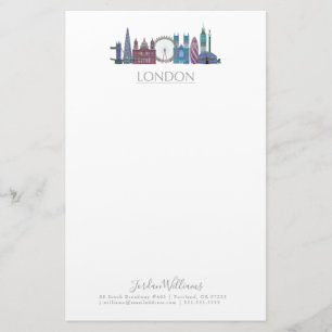 London Skyline Coloured Buildings Stationery
