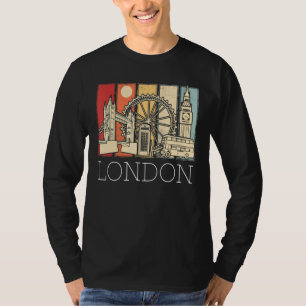 London Skyline From England Tower Bridge With Doub T-Shirt