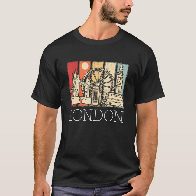 London Skyline From England Tower Bridge With Doub T-Shirt (Front)