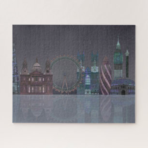 London Skyline Night Reflections Jigsaw Puzzle