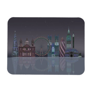 London Skyline Night Reflections Magnet