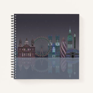 London Skyline Night Reflections Notebook