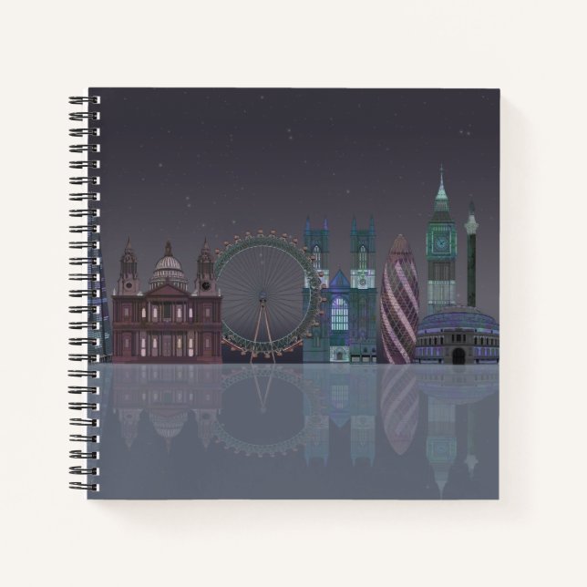 London Skyline Night Reflections Notebook (Front)