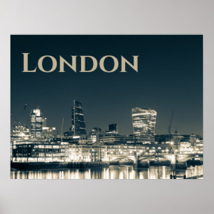 London Skyline Panorama Urban Souvenir Gift Luggag Poster