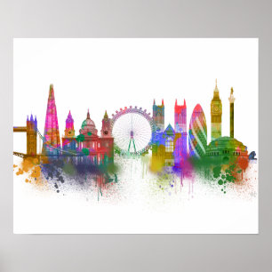 London Skyline - Rainbow Poster