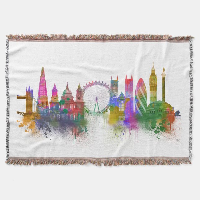 London Skyline - Rainbow Throw Blanket (Front)