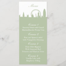 London Skyline Sage Personalised Menu cards