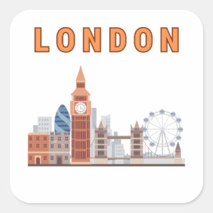London Skyline Square Stickers