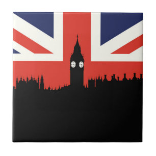 London Skyline   The British Flag Ceramic Tile