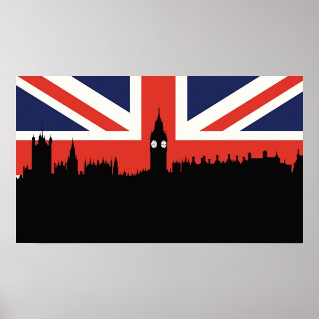 London Skyline | The British Flag Poster (Front)