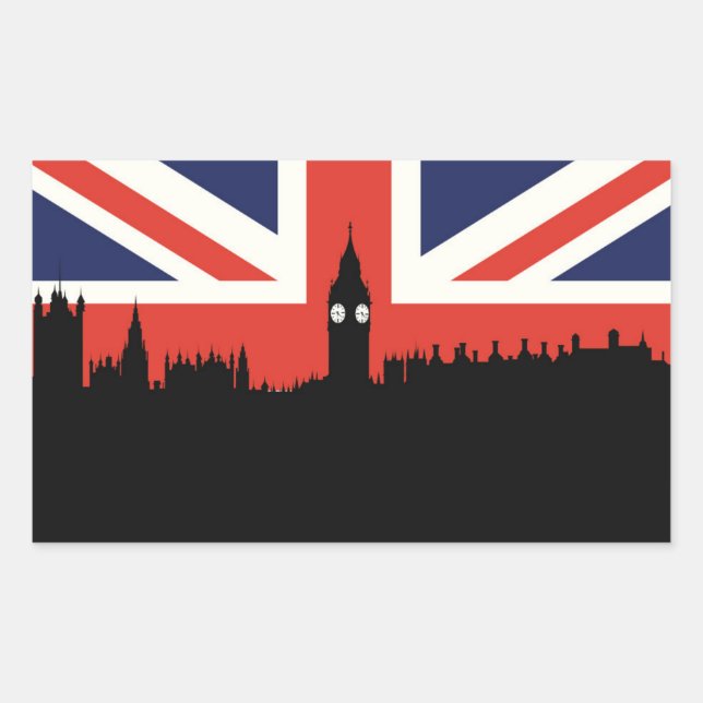London Skyline | The British Flag Rectangular Sticker (Front)