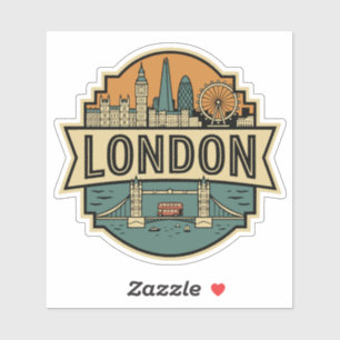London Skyline UK Vintage Travel Badge