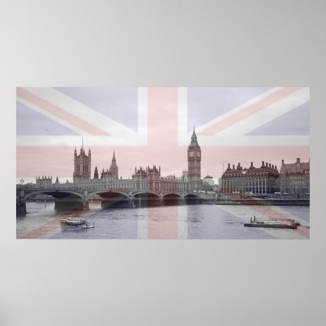 London Skyline Union Jack Flag Poster (Front)