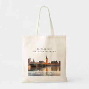 London Skyline Watercolor Birthday Weekend Tote Bag