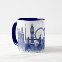 London Skyline - Watercolor Blue