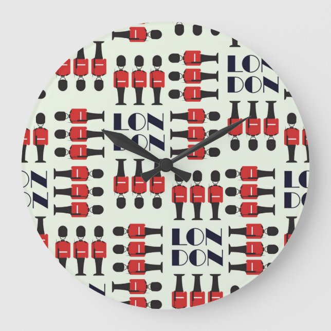 London, soldiers, seamless pattern large clock (Front)