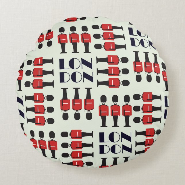 London, soldiers, seamless pattern round cushion (Front)