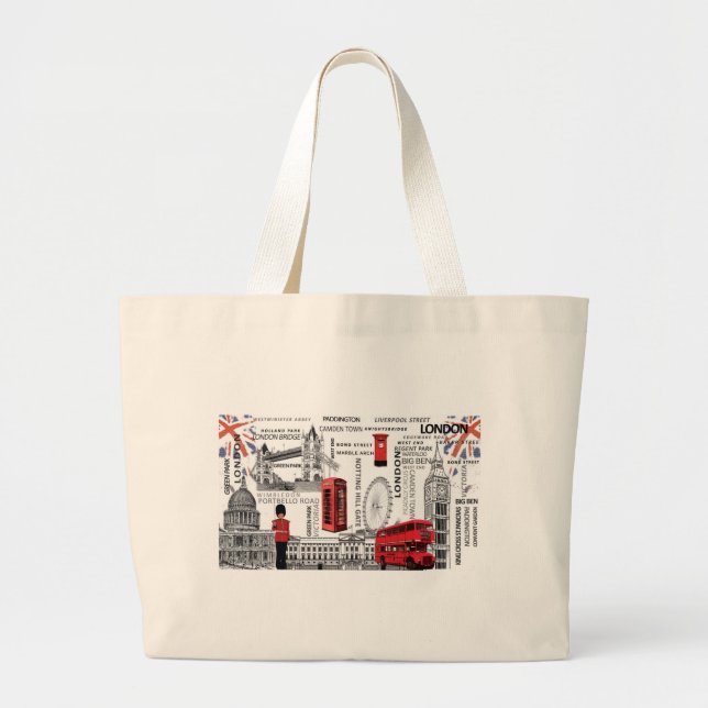 London souvenir merged.jpg large tote bag (Front)