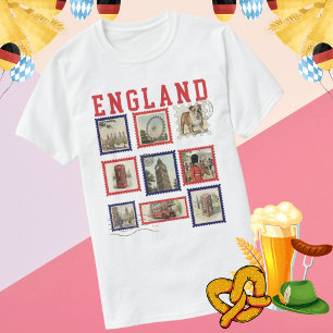 London Stamp Collage UK Souvenir Vintage Travel T-Shirt
