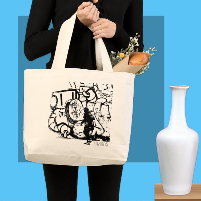 London Street Art, Samurai, Creative Art Large Tote Bag (Creator Uploaded)