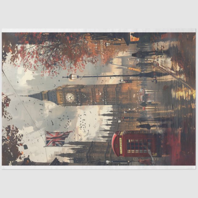 London Street Phone Booth Decoupage Tissue Paper (Front)