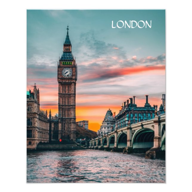 London Sunset Silhouette Photo Print (Front)