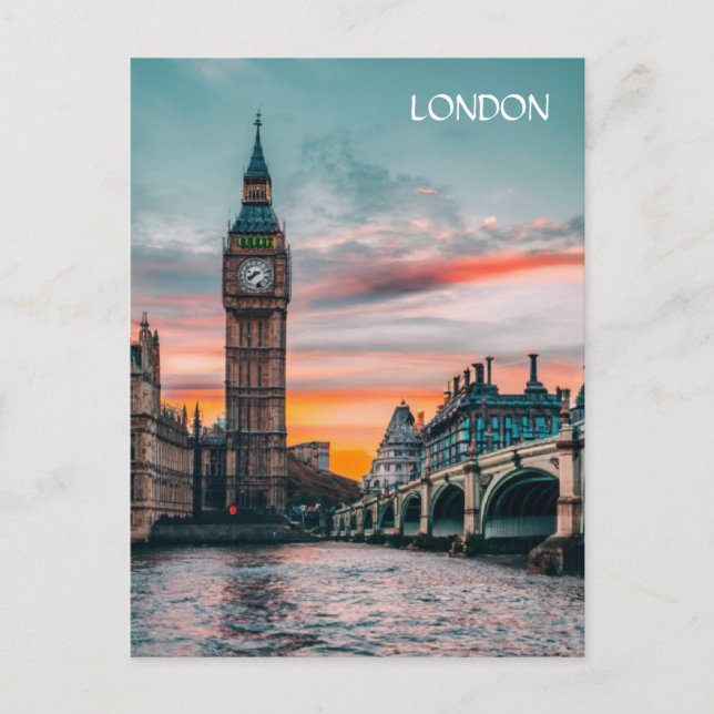 London Sunset Silhouette Postcard (Front)