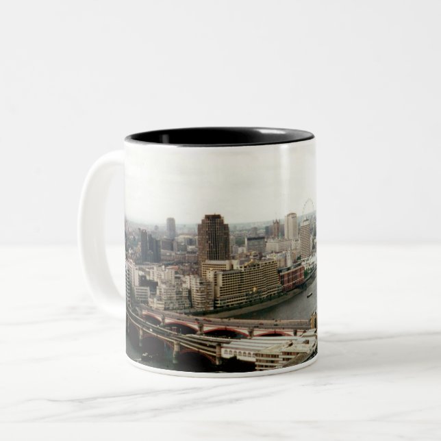 London Thames Landscape Two-Tone Coffee Mug (Front Left)