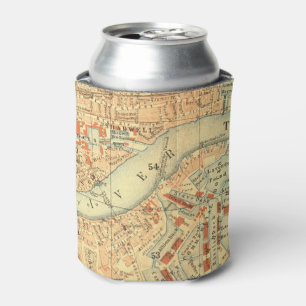London Thames Vintage Map Can Cooler