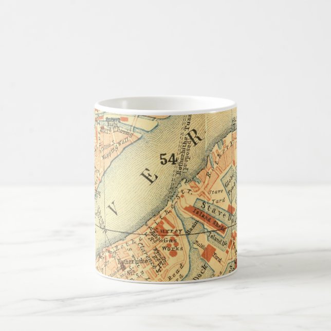 London Thames Vintage Map Coffee Mug (Center)