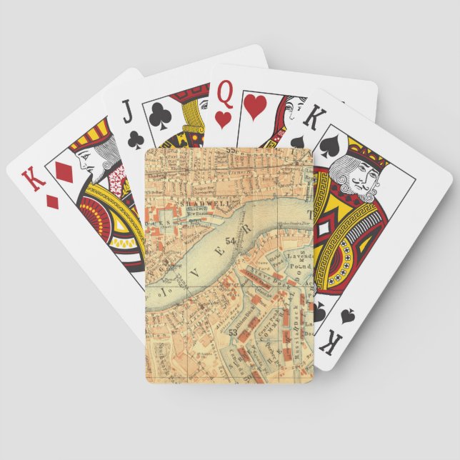 London Thames Vintage Map Playing Cards (Back)