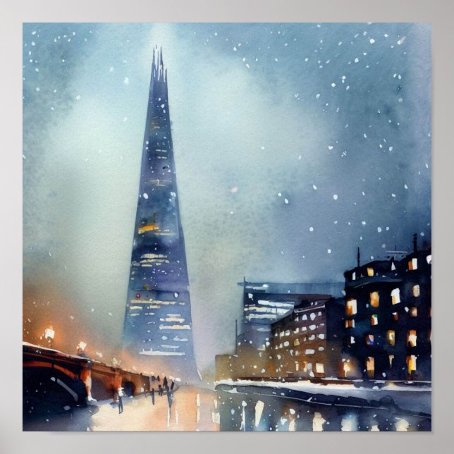London-The Shard (C), Watercolor Poster (Front)