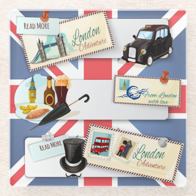 London Themed Glass Coaster (Front)