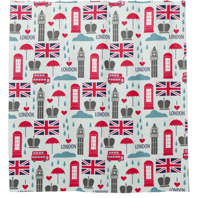 London Themed Shower Curtain (Front)