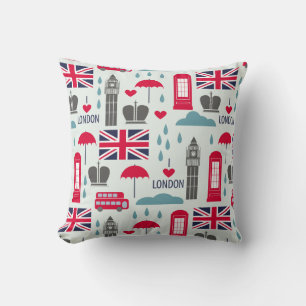 London Themed Throw Pillow