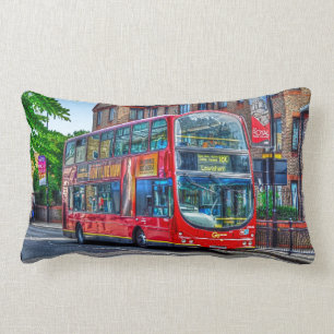 London to Lewisham Red Double-decker Bus UK Lumbar Cushion