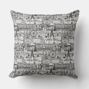London toile black white cushion