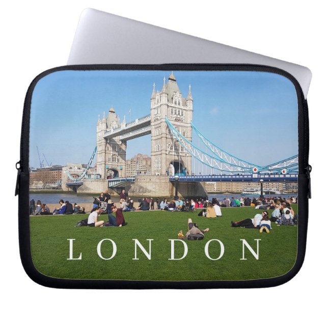 London Tower Bridge and grass view laptop case (Front)