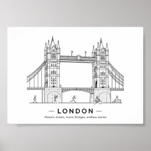 London Tower Bridge Architectural Line Art Poster