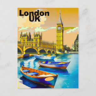 London Tower Bridge Blank Watercolor Painting Post Postcard