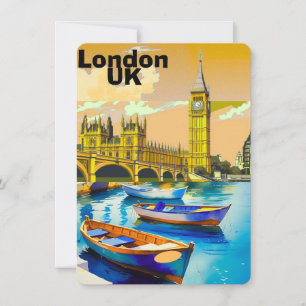 London Tower Bridge Blank Watercolor Painting Post Thank You Card