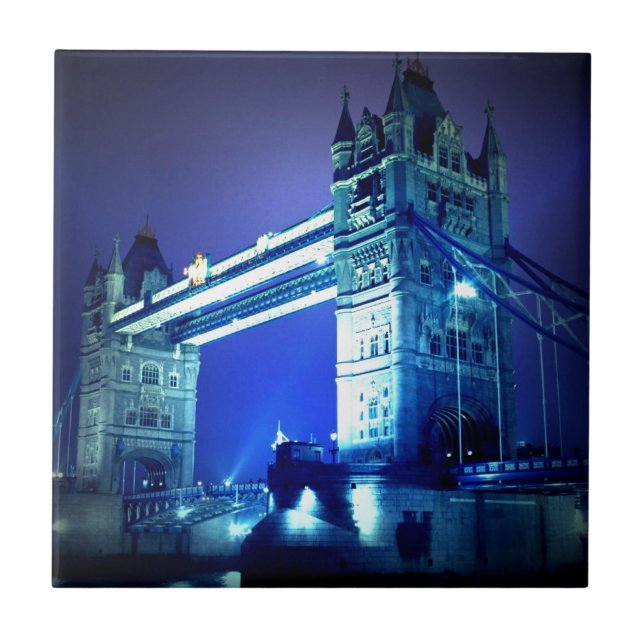 London Tower Bridge & Blue Night Tile (Front)