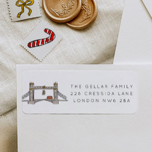 London Tower Bridge Christmas Return Address Label
