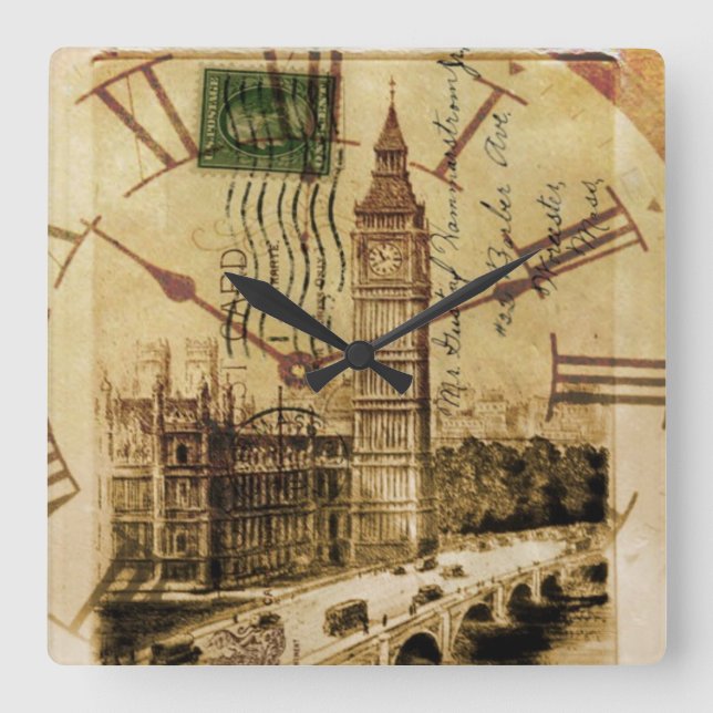 London Tower bridge clocktower big ben Square Wall Clock (Front)
