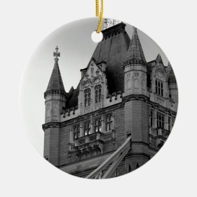London Tower Bridge Close-up Ceramic Tree Decoration (Front)