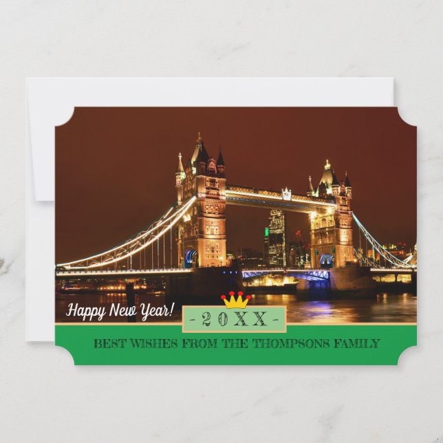 London, Tower Bridge & Happy New Year! Wishes Card (Front)